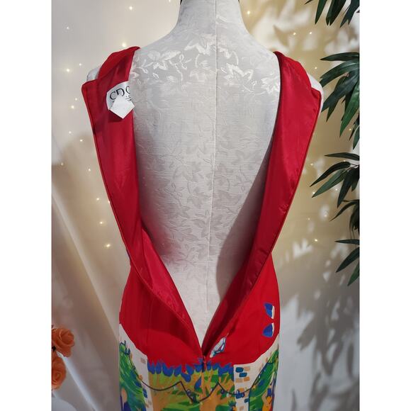 CDC Petites Vtg 90s Salsa Dancing Scene Square Neck Sheath Dress Size 4 Music - Picture 8 of 10